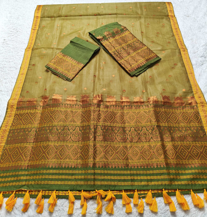 Ready-To-Wear Copper Jari Super Cotton Mekhela Art-Nuni Sador