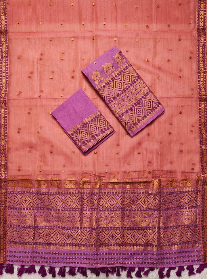 Ready-To-Wear Copper Jari Super Cotton Mekhela Art-Nuni Sador