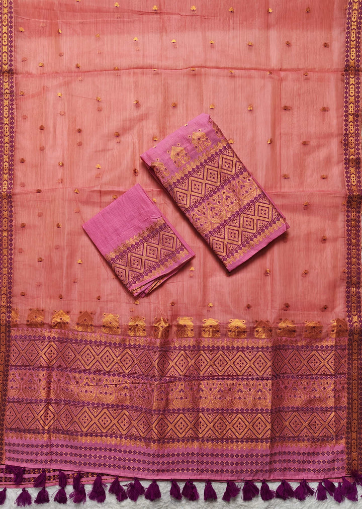 Ready-To-Wear Copper Jari Super Cotton Mekhela Art-Nuni Sador
