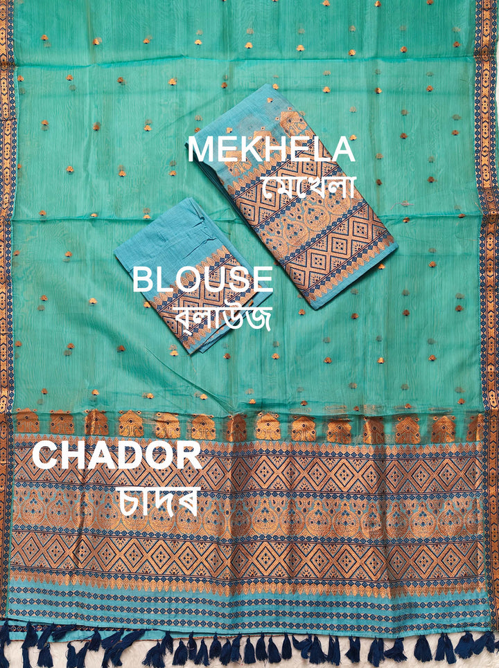Ready-To-Wear Copper Jari Super Cotton Mekhela Art-Nuni Sador