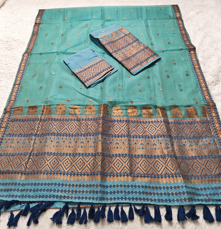 Ready-To-Wear Copper Jari Super Cotton Mekhela Art-Nuni Sador