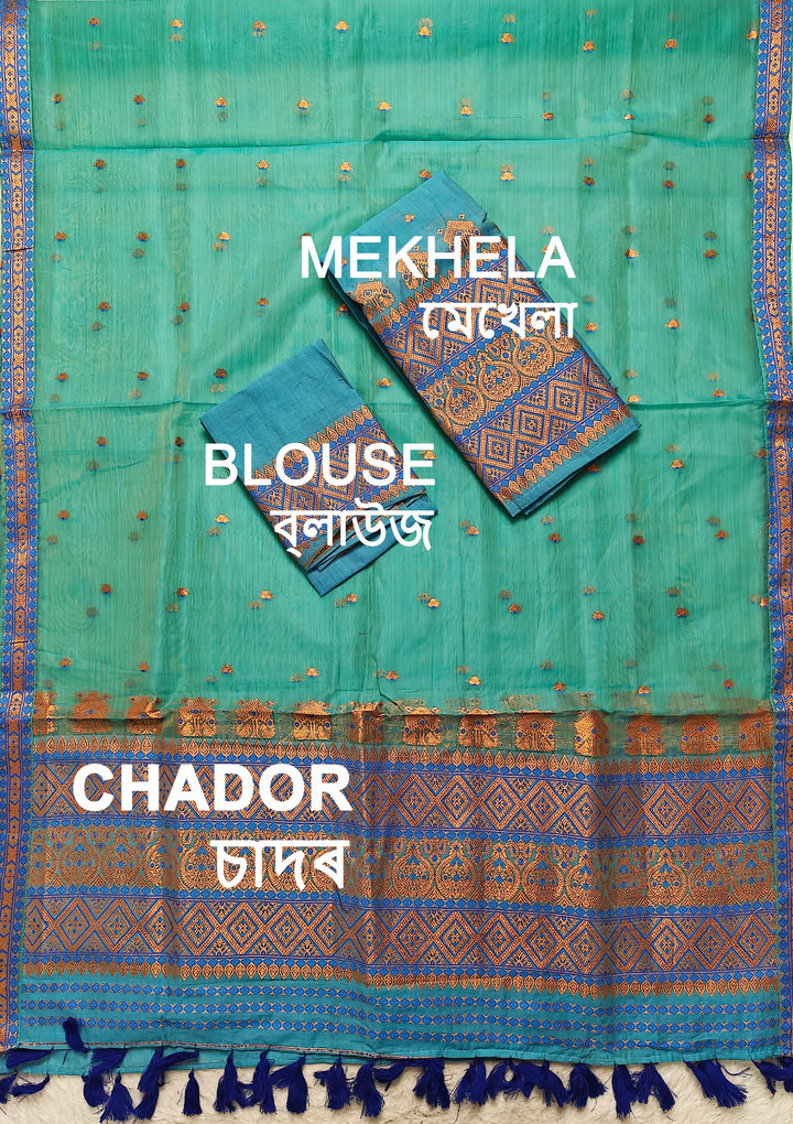 Ready-To-Wear Copper Jari Super Cotton Mekhela Art-Nuni Sador