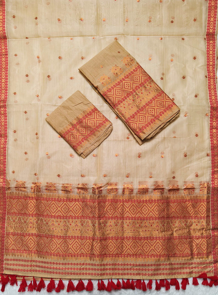 Ready-To-Wear Copper Jari Super Cotton Mekhela Art-Nuni Sador