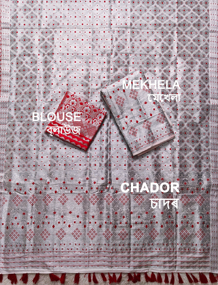 Ready-To-Wear Mix Set Mekhela Sador - Contrast Blouse