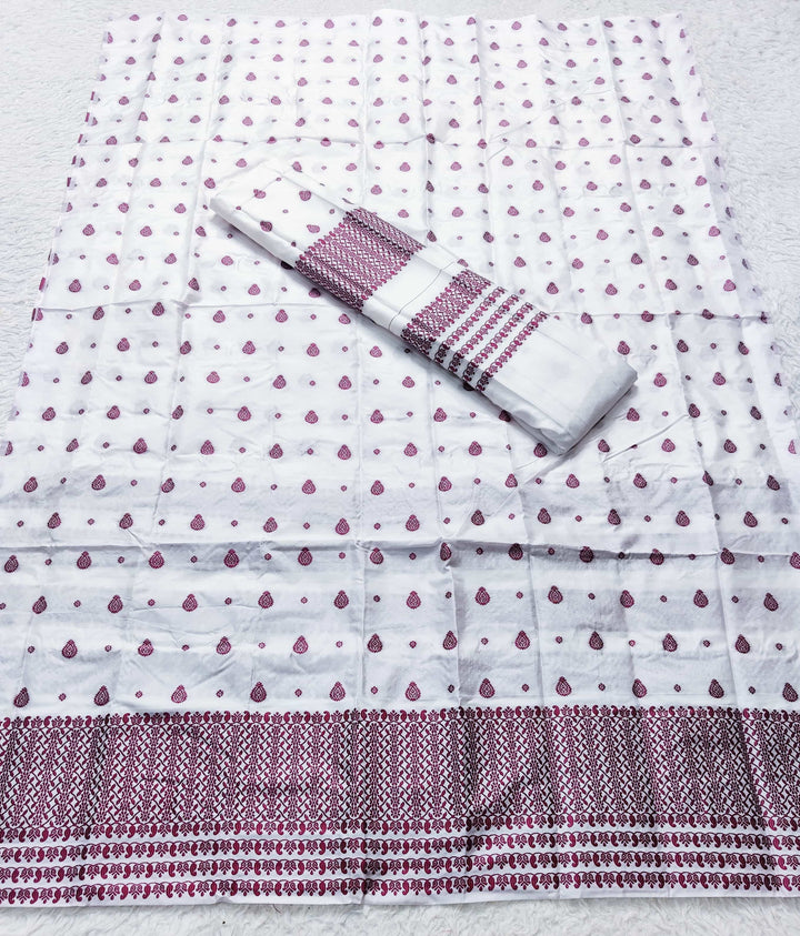 Small Buti Dhaga Work White Mix Set Mekhela Sador