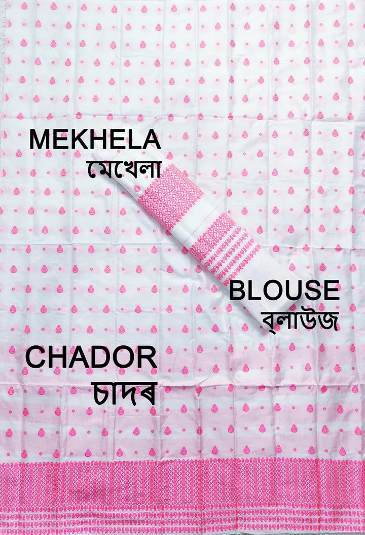 Small Buti Dhaga Work White Mix Set Mekhela Sador