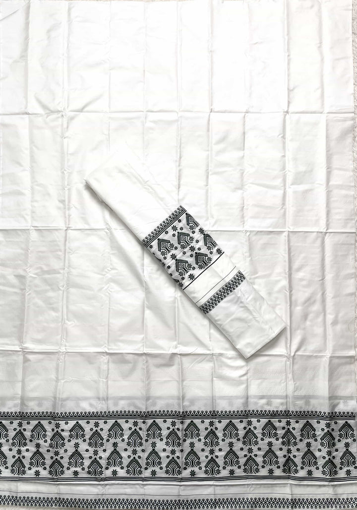 Dhaga Work Plain White Mix Set Mekhela Sador