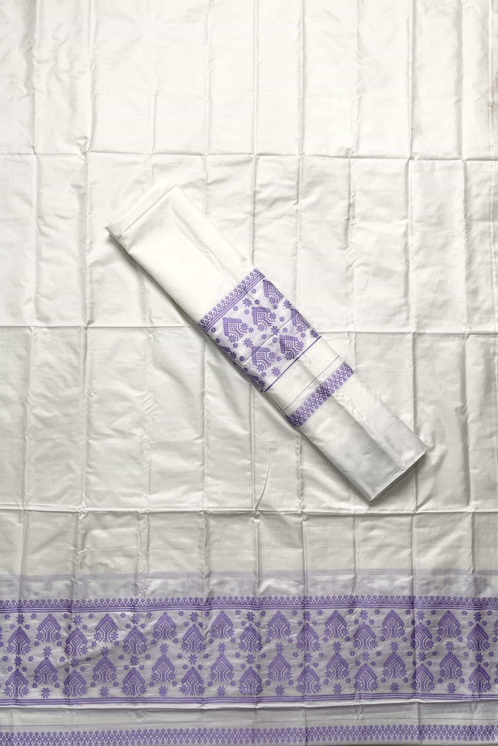 Dhaga Work Plain White Mix Set Mekhela Sador