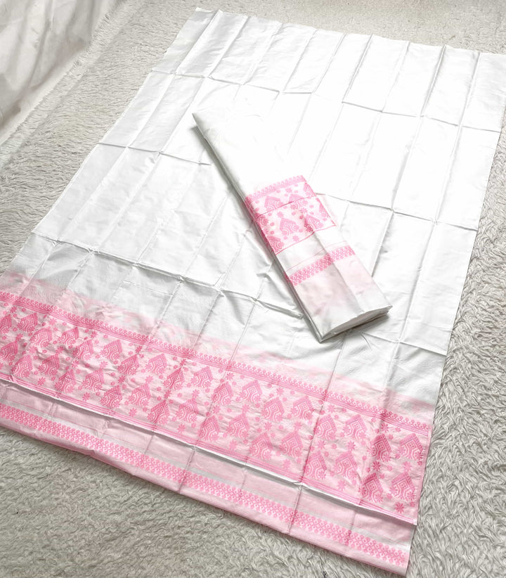 Dhaga Work Plain White Mix Set Mekhela Sador