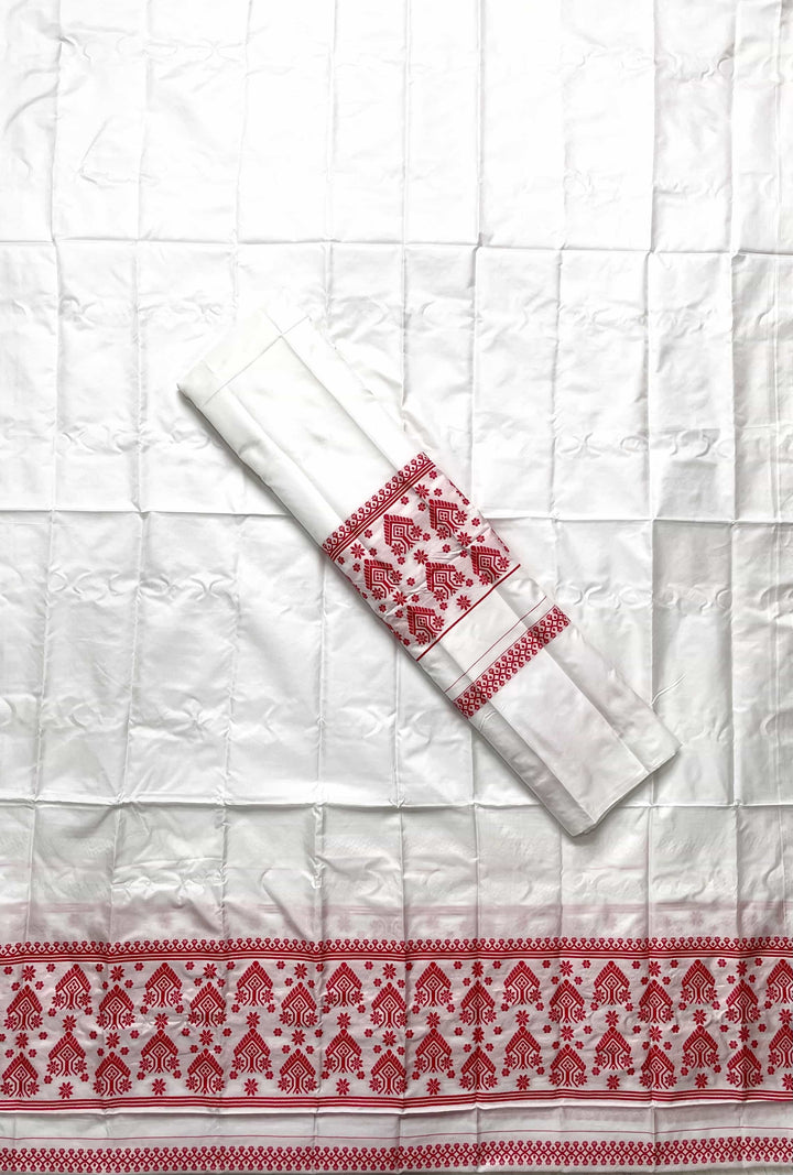Dhaga Work Plain White Mix Set Mekhela Sador