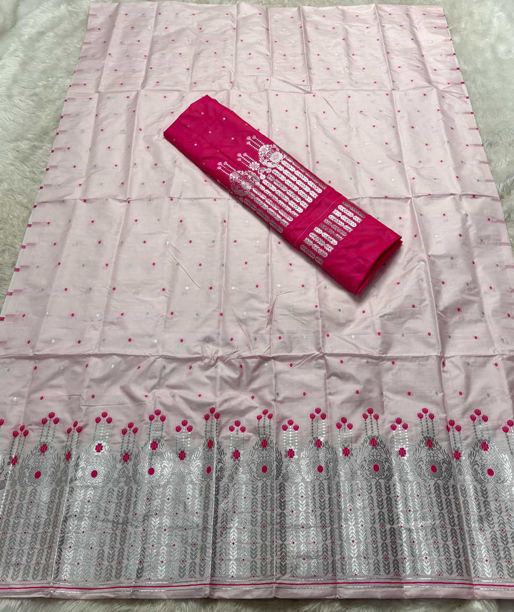 Silver Jari - Dhaga Mina - Contrast Mix Set Mekhela Sador
