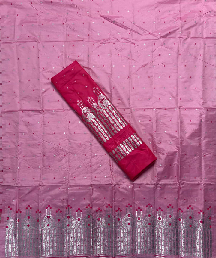 Silver Jari - Dhaga Mina - Contrast Mix Set Mekhela Sador