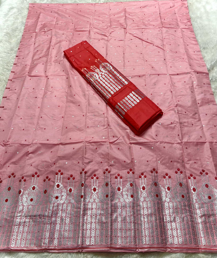 Silver Jari - Dhaga Mina - Contrast Mix Set Mekhela Sador