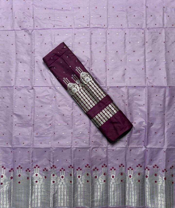 Silver Jari - Dhaga Mina - Contrast Mix Set Mekhela Sador