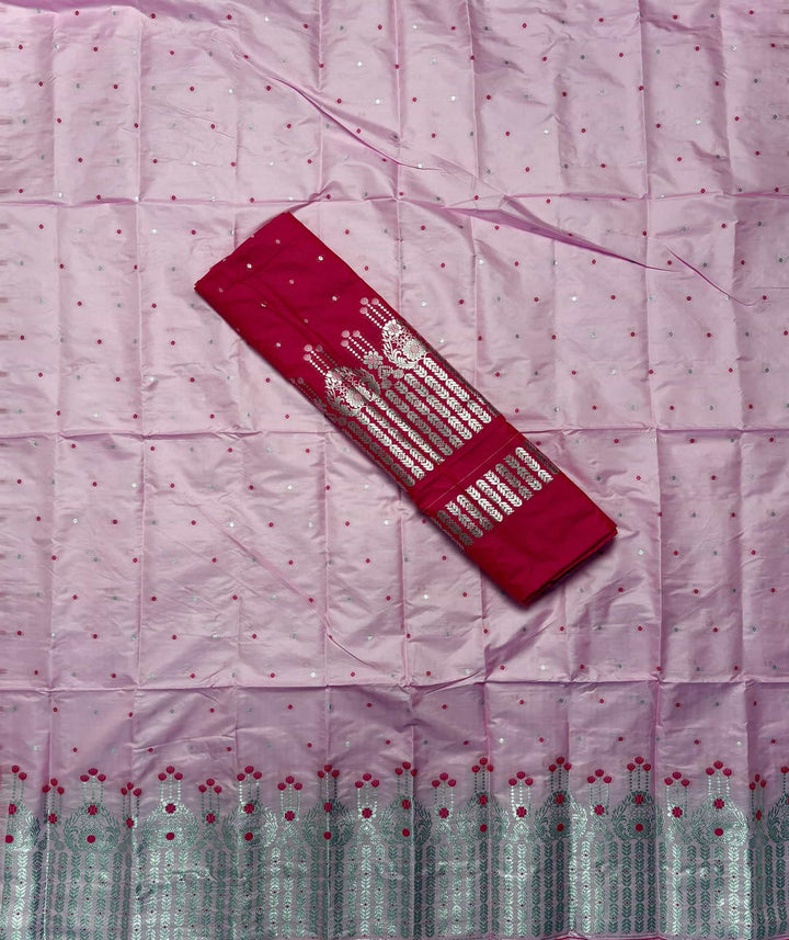 Silver Jari - Dhaga Mina - Contrast Mix Set Mekhela Sador