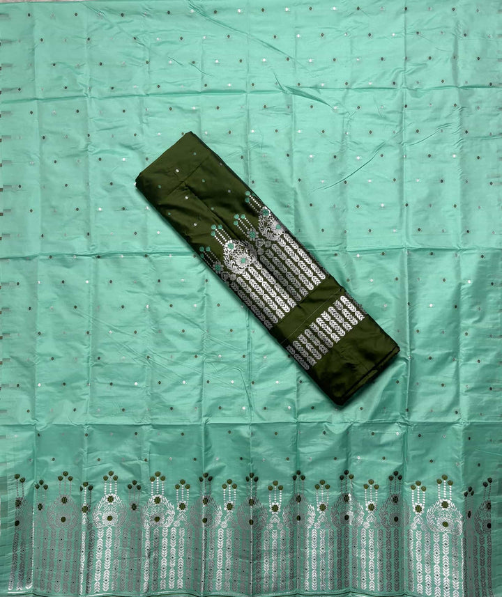 Silver Jari - Dhaga Mina - Contrast Mix Set Mekhela Sador