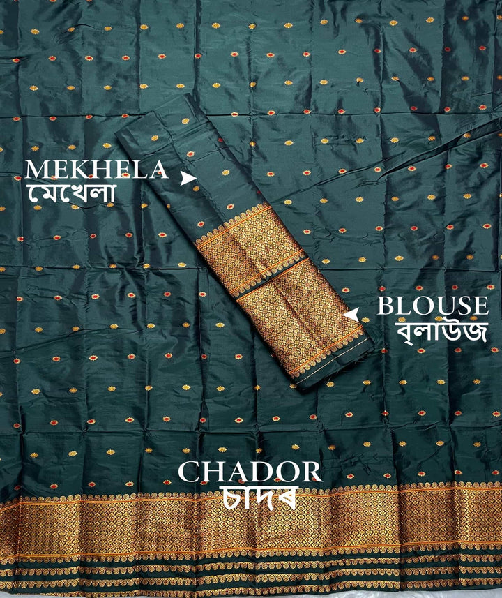 Copper Jari - Dhaga Mina - Mix Set Mekhela Sador
