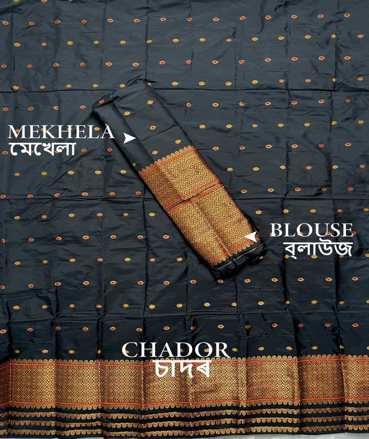 Copper Jari - Dhaga Mina - Mix Set Mekhela Sador