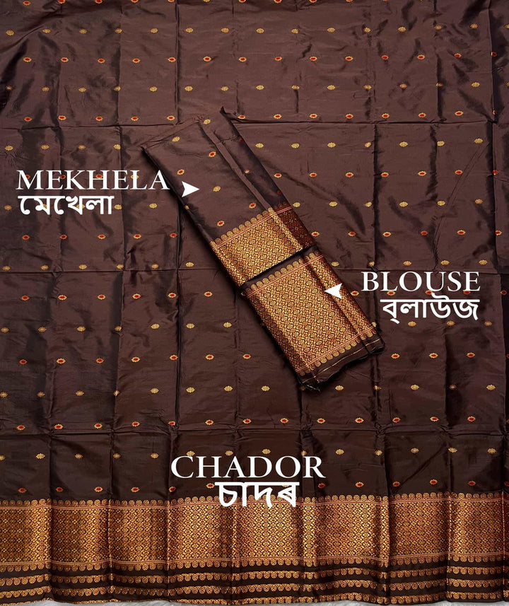 Copper Jari - Dhaga Mina - Mix Set Mekhela Sador