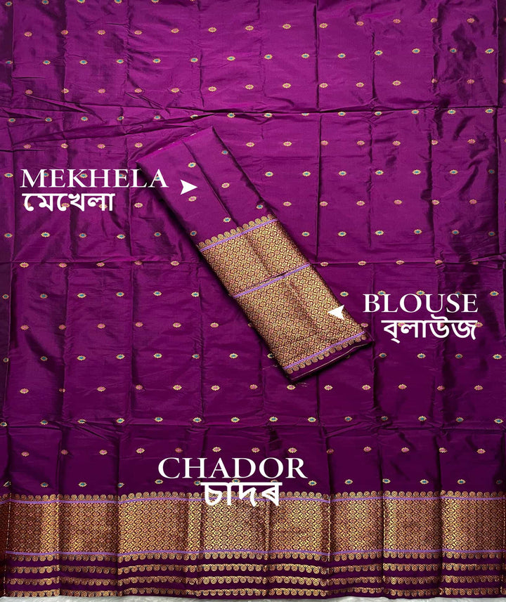 Copper Jari - Dhaga Mina - Mix Set Mekhela Sador