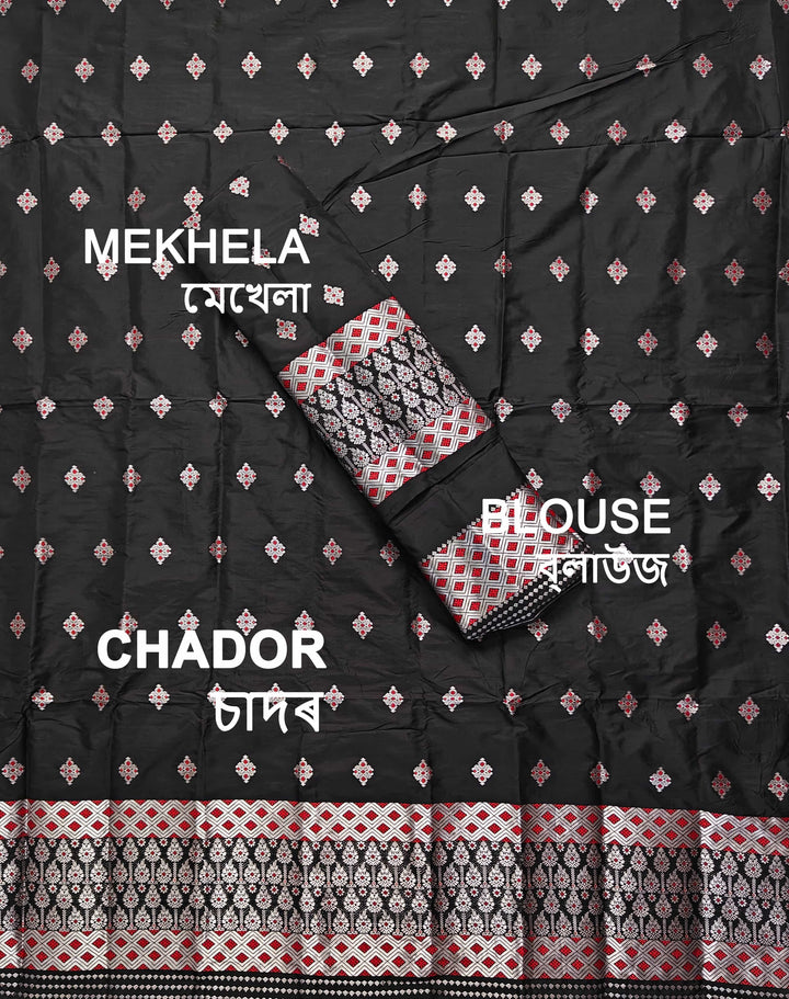 Silver Jari Mix Set Mekhela Sador
