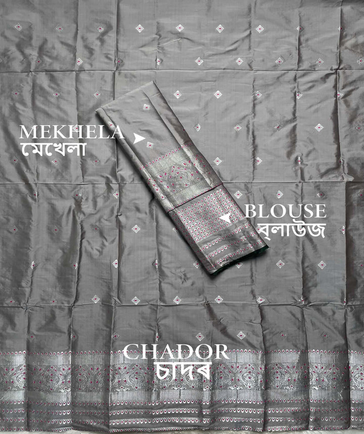 Silver Jari - Dhaga Mina - Mix Set Mekhela Sador