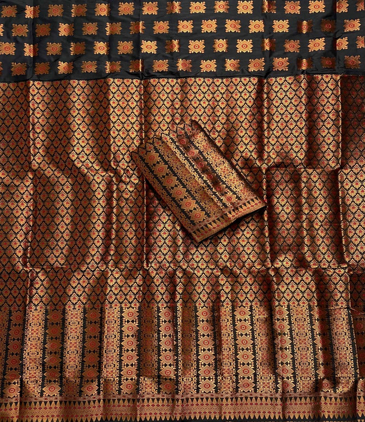 Bedsheet-Style Copper Guna Mix Pat Mekhela Sador