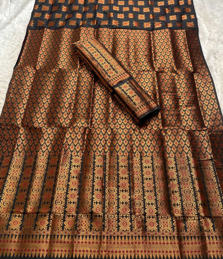Bedsheet-Style Copper Guna Mix Pat Mekhela Sador