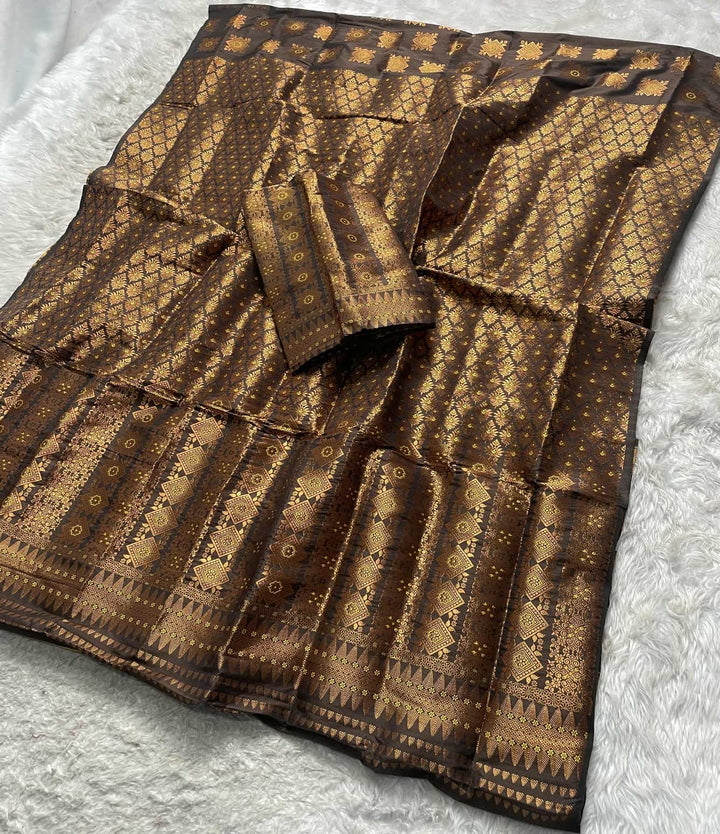 Bedsheet-Style Copper Guna Mix Pat Mekhela Sador