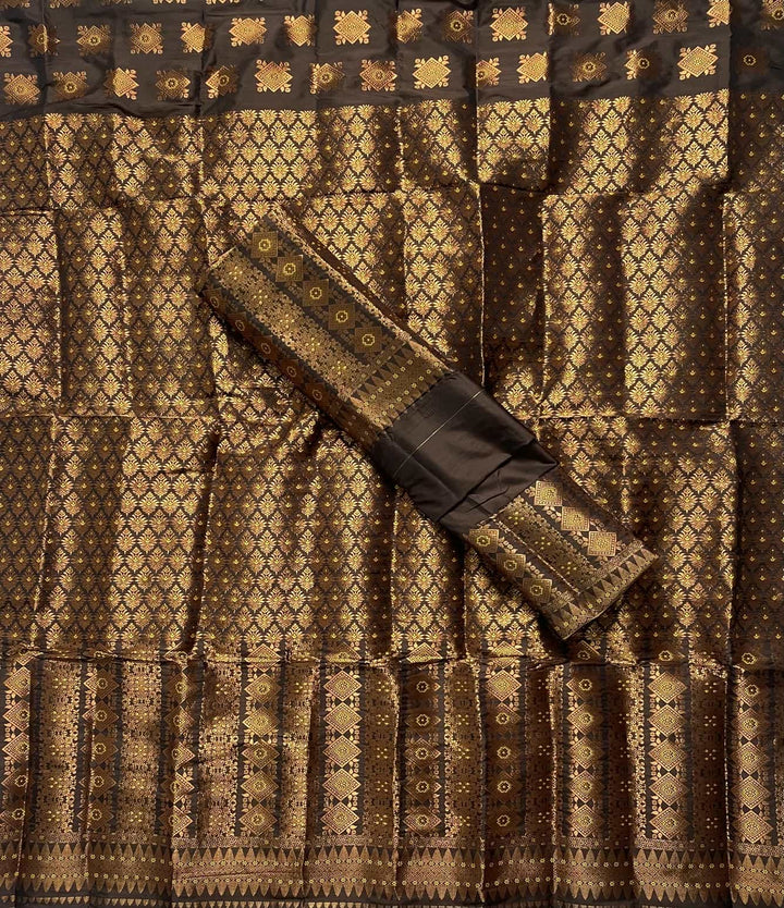 Bedsheet-Style Copper Guna Mix Pat Mekhela Sador