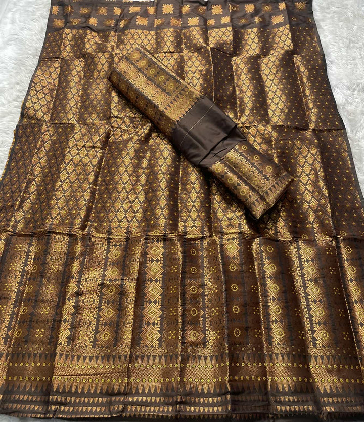 Bedsheet-Style Copper Guna Mix Pat Mekhela Sador