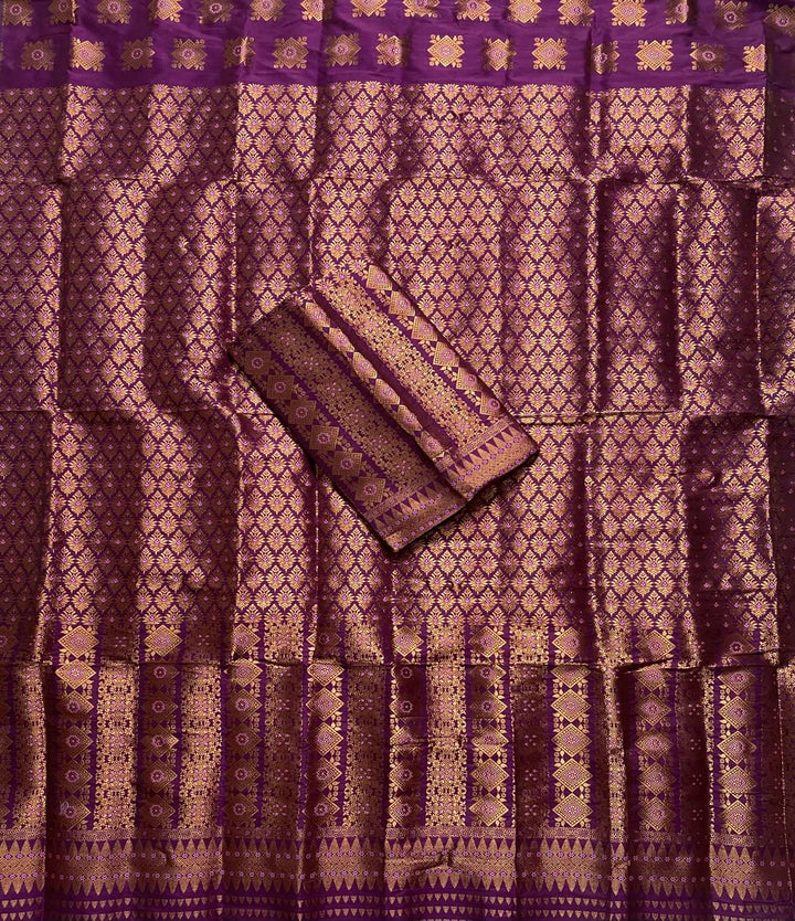 Bedsheet-Style Copper Guna Mix Pat Mekhela Sador