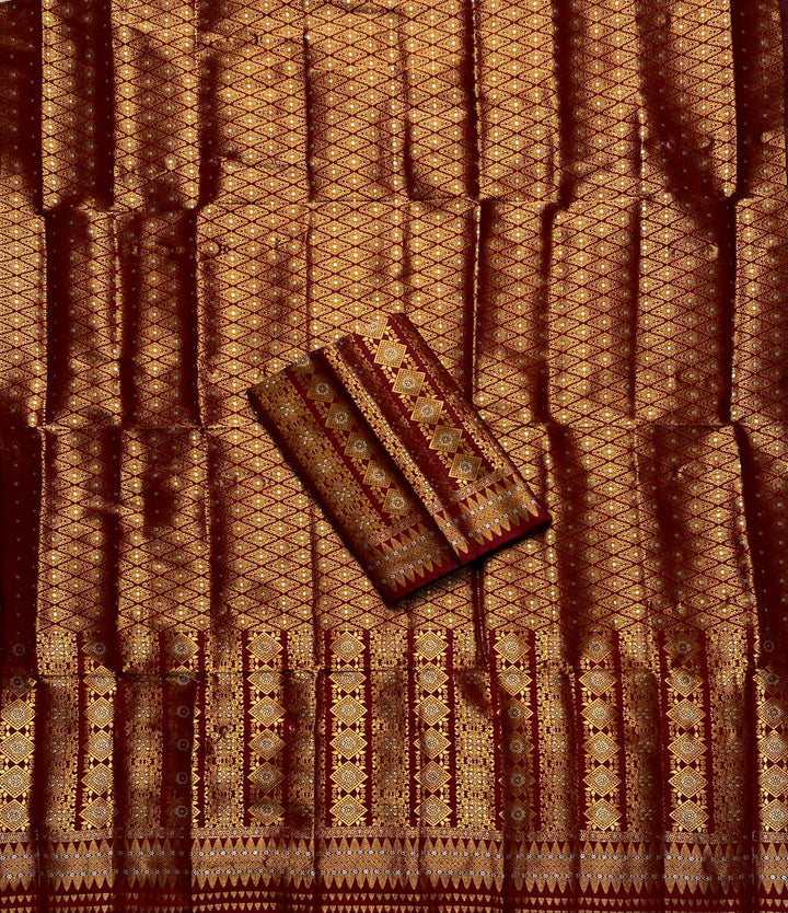 Bedsheet-Style Copper Guna Mix Pat Mekhela Sador