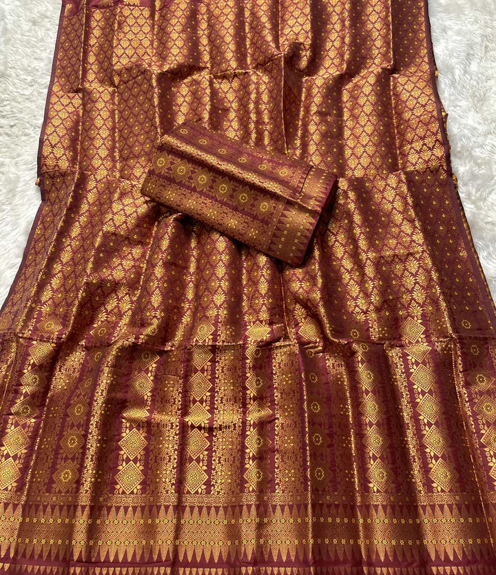 Bedsheet-Style Copper Guna Mix Pat Mekhela Sador