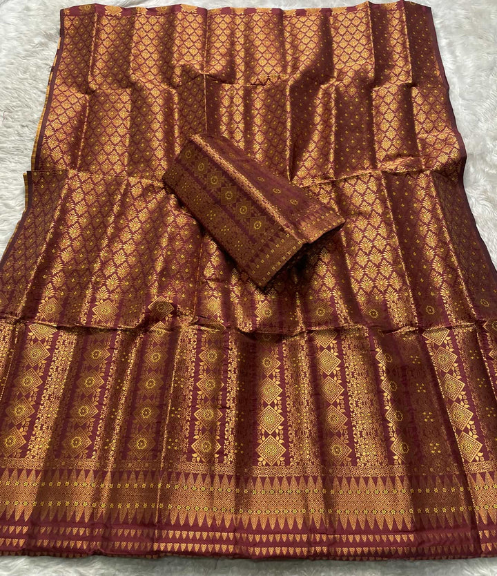 Bedsheet-Style Copper Guna Mix Pat Mekhela Sador