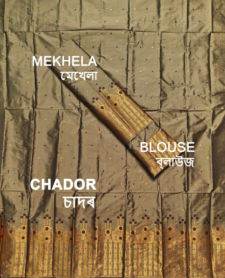 Copper Jari Mix Set Mekhela Sador