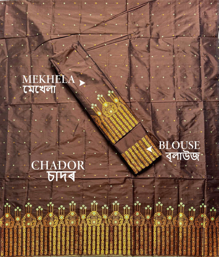 Copper Jari Mix Set Mekhela Sador