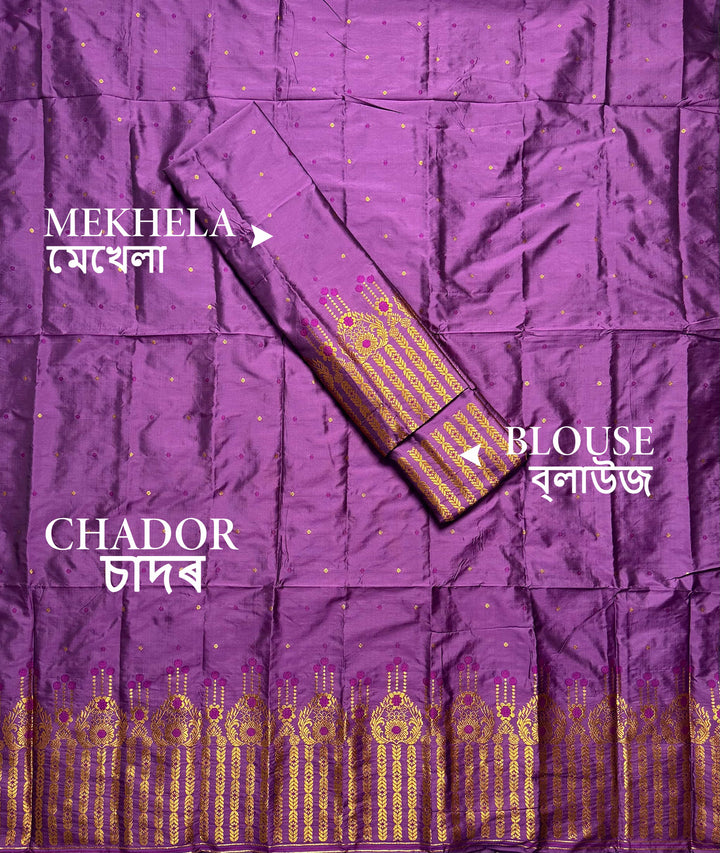 Copper Jari Mix Set Mekhela Sador