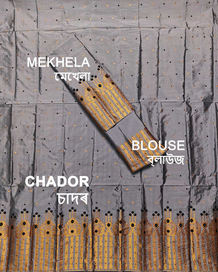 Copper Jari Mix Set Mekhela Sador
