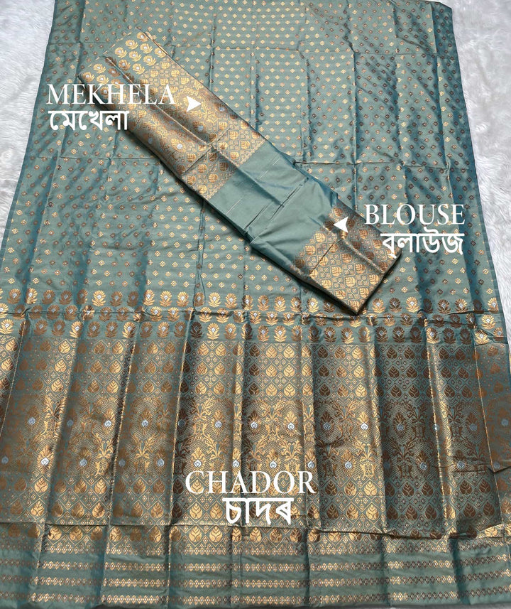 Copper Jari Mix Set Mekhela Sador