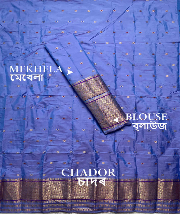 Copper Jari - Dhaga Mina - Mix Set Mekhela Sador
