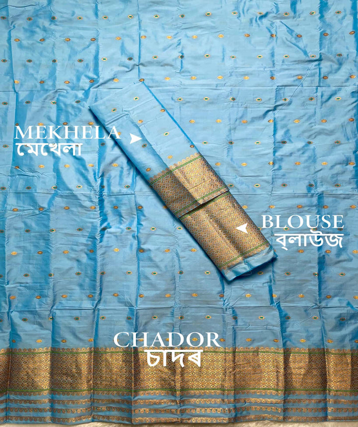 Copper Jari - Dhaga Mina - Mix Set Mekhela Sador