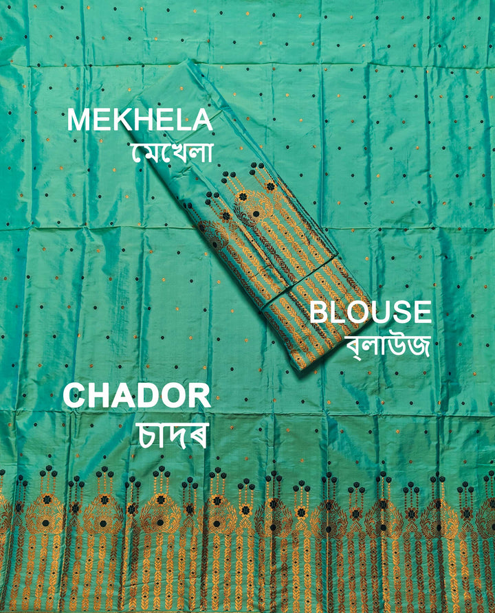 Copper Jari Mix Set Mekhela Sador