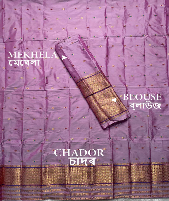 Copper Jari - Dhaga Mina - Mix Set Mekhela Sador