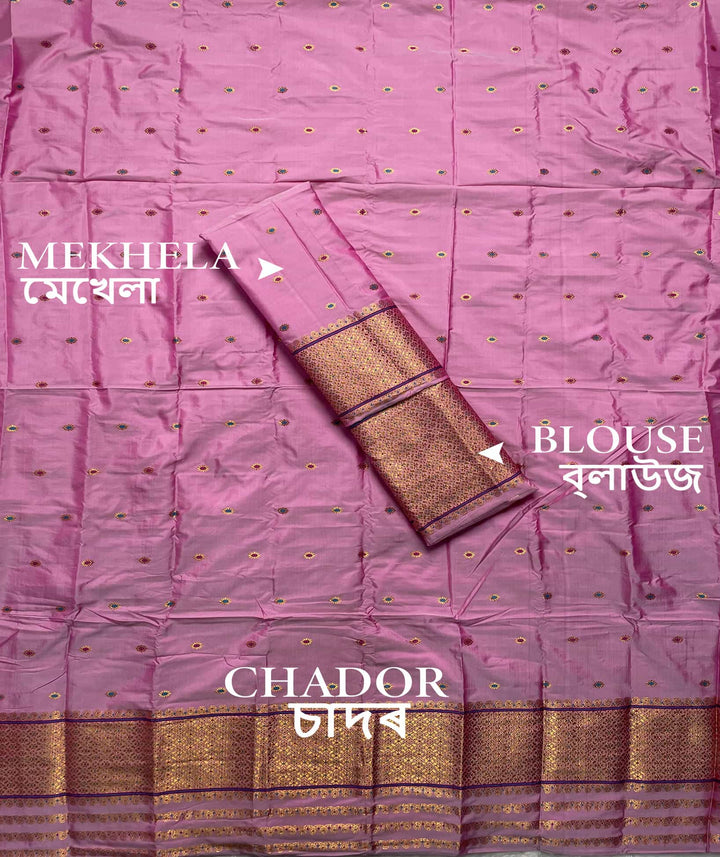 Copper Jari - Dhaga Mina - Mix Set Mekhela Sador