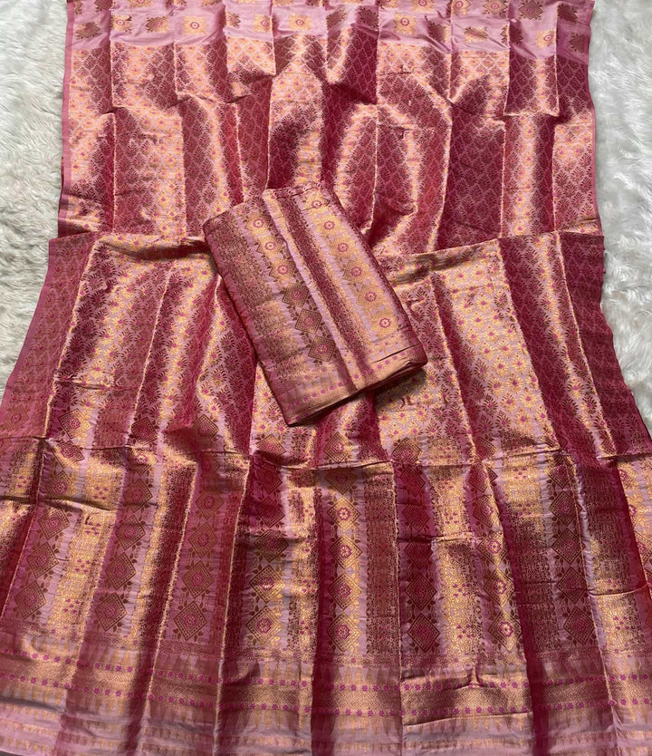 Bedsheet-Style Copper Guna Mix Pat Mekhela Sador