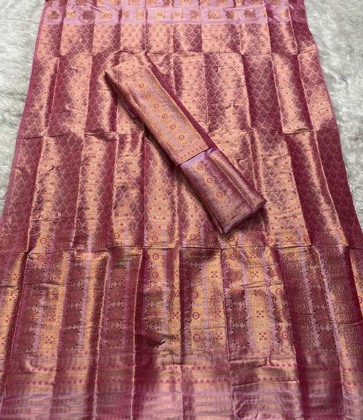 Bedsheet-Style Copper Guna Mix Pat Mekhela Sador