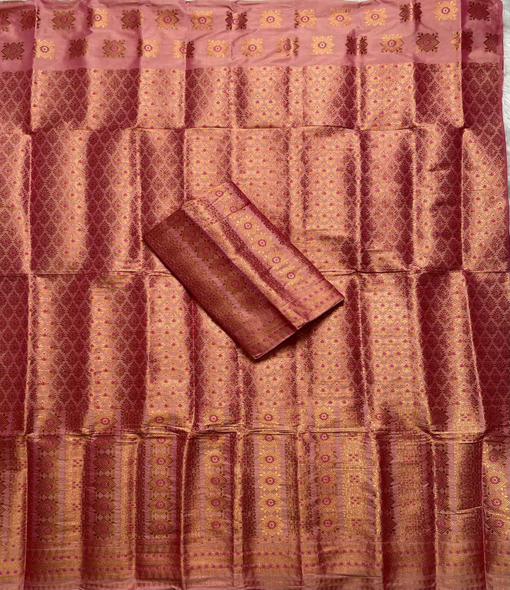 Bedsheet-Style Copper Guna Mix Pat Mekhela Sador