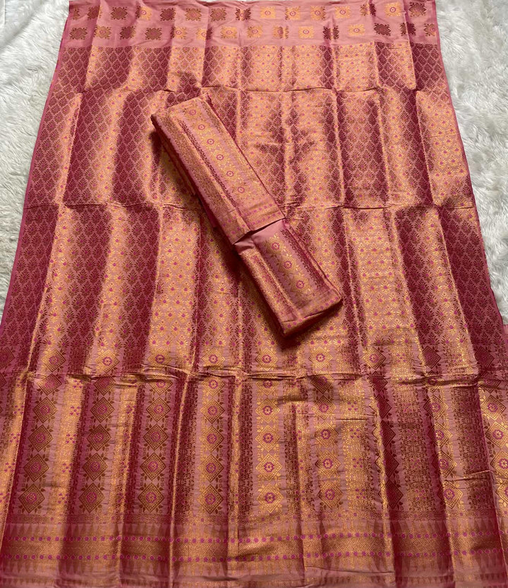 Bedsheet-Style Copper Guna Mix Pat Mekhela Sador