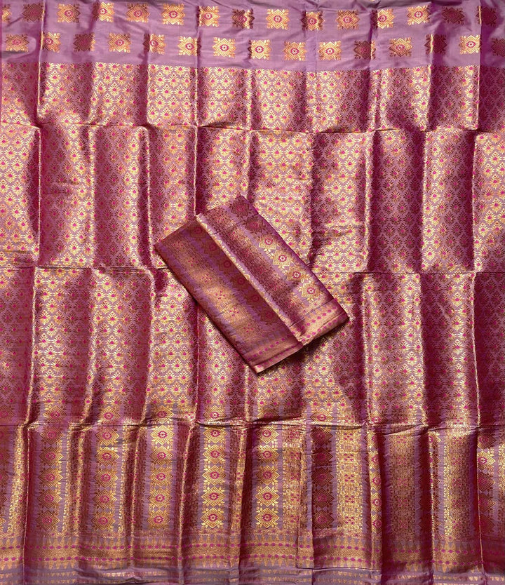 Bedsheet-Style Copper Guna Mix Pat Mekhela Sador